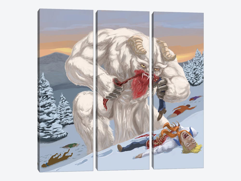 Snow Ghost Beats The Scooby Gang by Kyle La Fever 3-piece Canvas Art Print