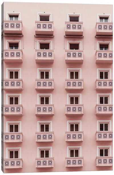 Pink Balkonies II Canvas Art Print - Monochromatic Photography