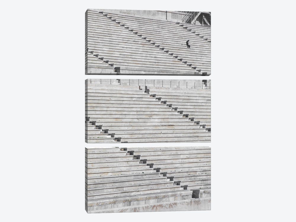Reading On Stairs by Fxzebra 3-piece Canvas Print