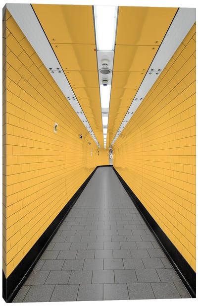 Yellow In The Tube Canvas Art Print - Black, White & Yellow Art