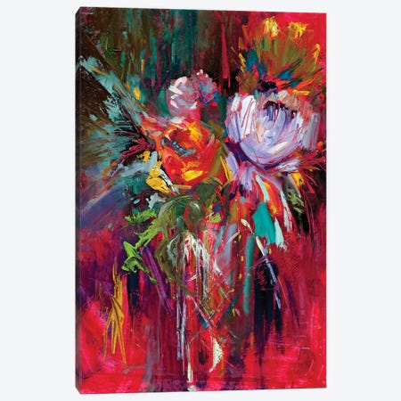 Heirloom Red Roses And Peonies Canvas Print #KGU14} by Kim Guthrie Canvas Art