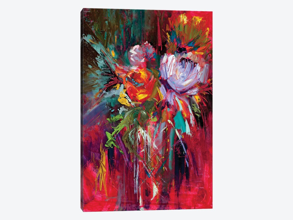 Heirloom Red Roses And Peonies by Kim Guthrie 1-piece Canvas Artwork