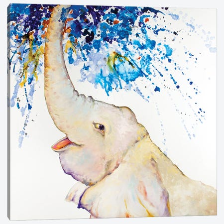 Splish Splash Elephant At Play Canvas Print #KGU15} by Kim Guthrie Canvas Art