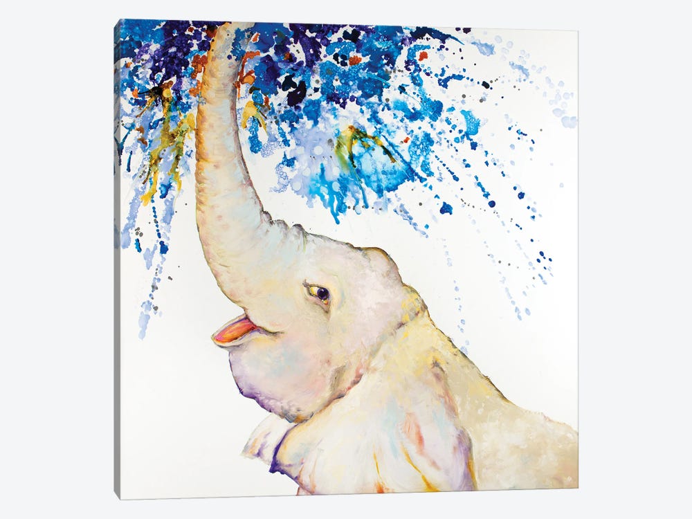 Splish Splash Elephant At Play by Kim Guthrie 1-piece Art Print