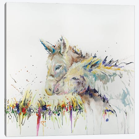 Snuggle Buddys Donkey Canvas Print #KGU16} by Kim Guthrie Canvas Art