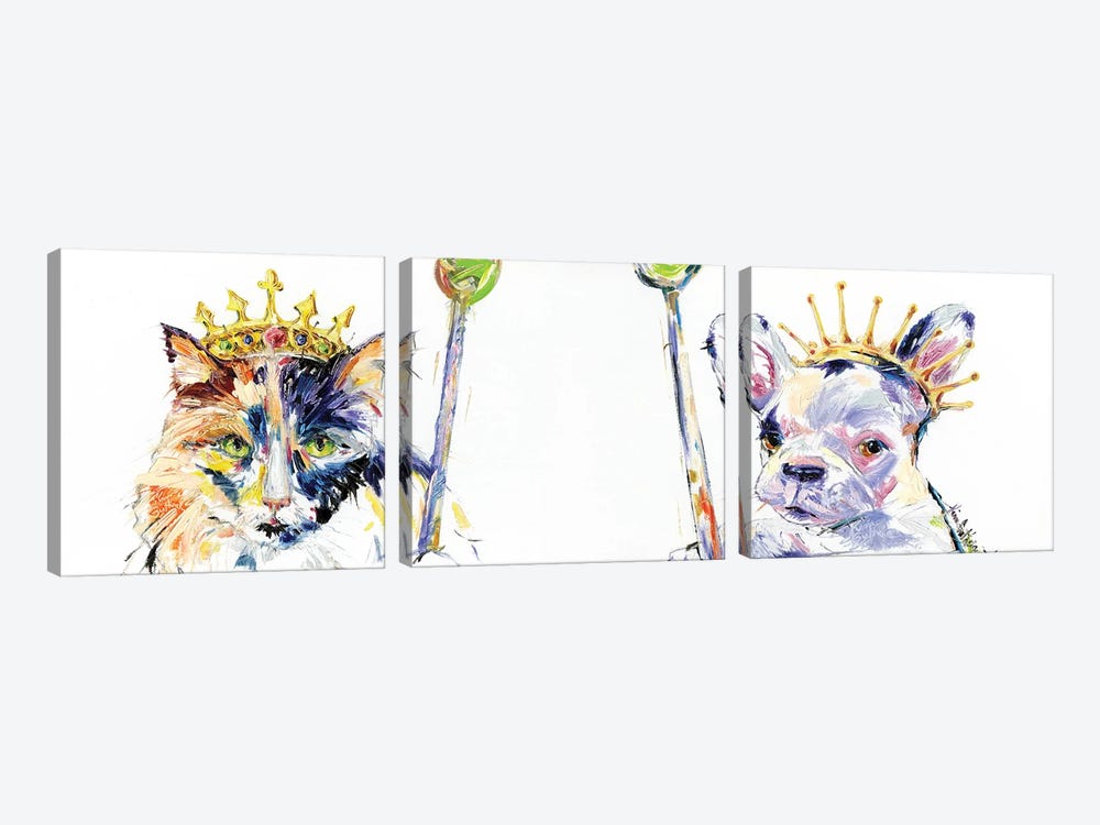 Cat And Dog Royalty Oil by Kim Guthrie 3-piece Canvas Wall Art