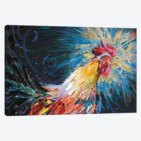 Good Morning Rooster Oil Canvas Print #KGU46} by Kim Guthrie Canvas Art Print
