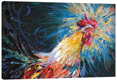 Good Morning Rooster Oil Canvas Art Print - Chicken & Rooster Art