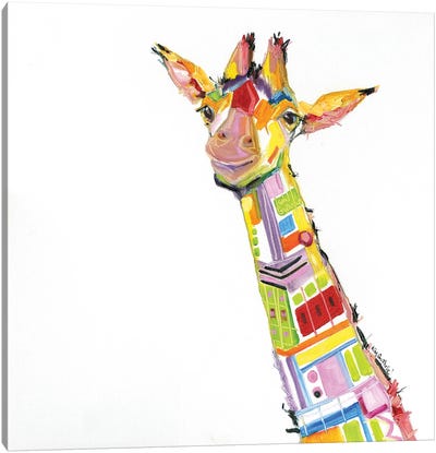 Fun Giraffe Oil Canvas Art Print - Kim Guthrie