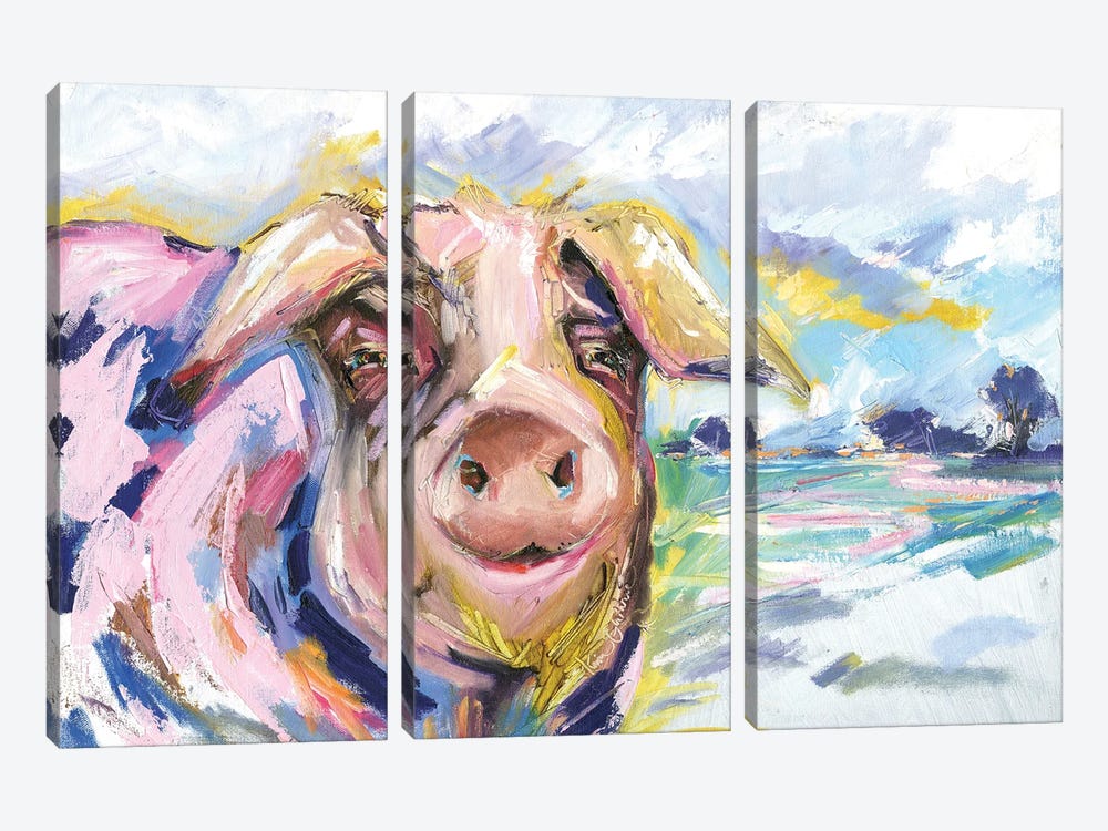 Pig Called Double Dutch by Kim Guthrie 3-piece Canvas Art