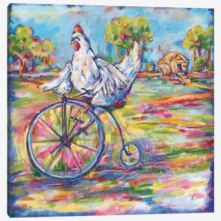 Tour De Coop Chicken Canvas Print #KGU55} by Kim Guthrie Canvas Art