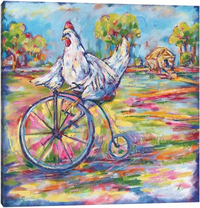 Tour De Coop Chicken Canvas Art Print - Chicken & Rooster Art