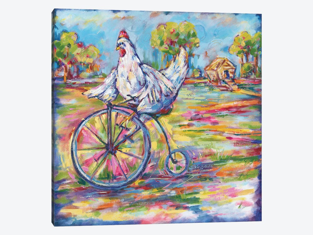 Tour De Coop Chicken by Kim Guthrie 1-piece Canvas Art Print