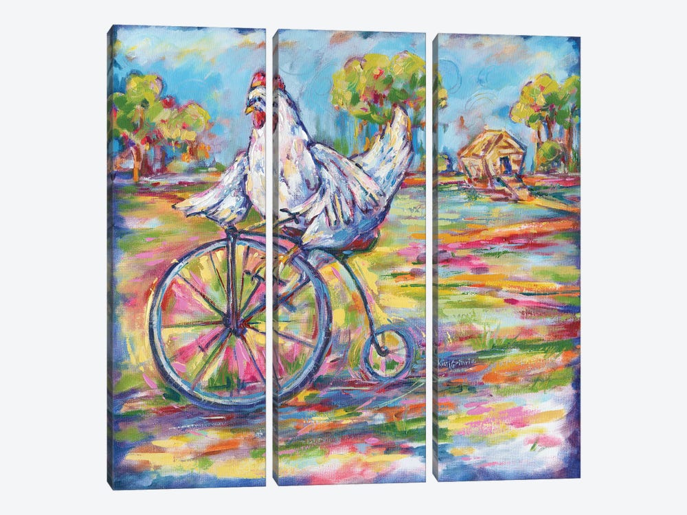 Tour De Coop Chicken by Kim Guthrie 3-piece Art Print