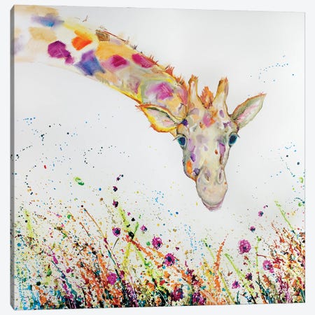 Peek A Boo Giraffe Oil Canvas Print #KGU59} by Kim Guthrie Art Print