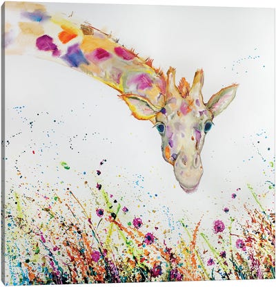 Peek A Boo Giraffe Oil Canvas Art Print - Kim Guthrie