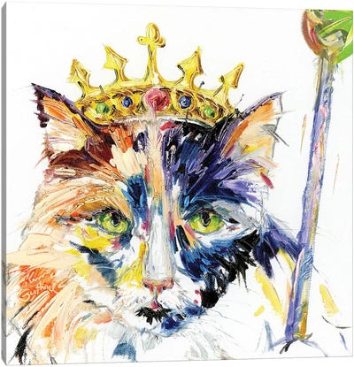 Cat Royalty Oil Canvas Art Print - Calico Cat Art