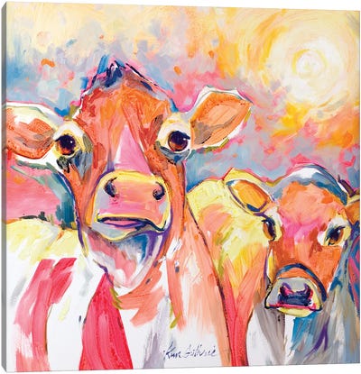 Cows Full Of Love And Light Canvas Art Print - Kim Guthrie