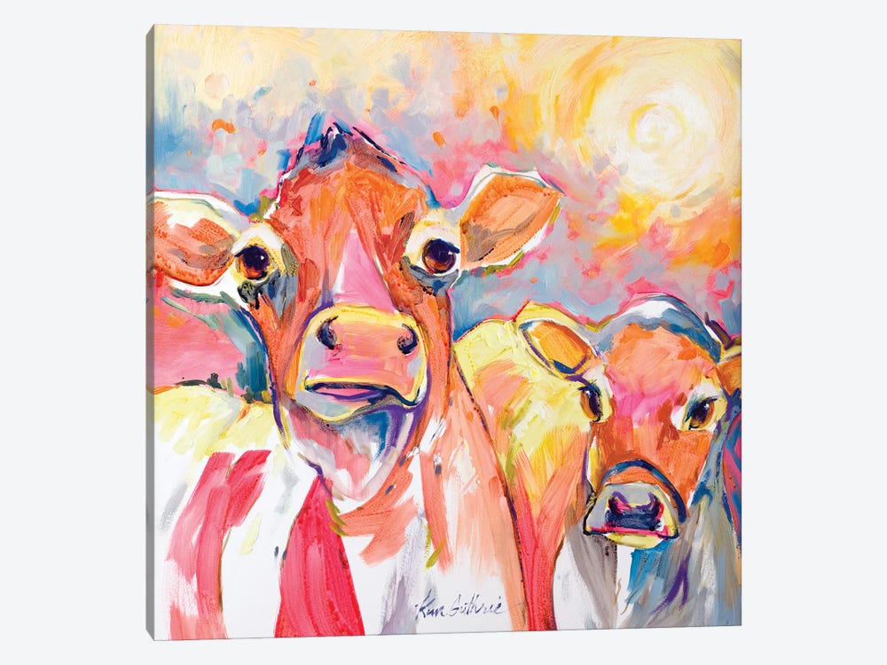 Cows Full Of Love And Light by Kim Guthrie 1-piece Canvas Artwork
