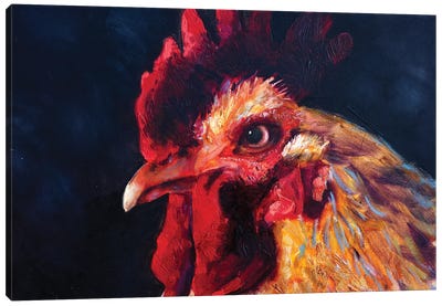 Red Cock Canvas Art Print - Current Day Impressionism Art