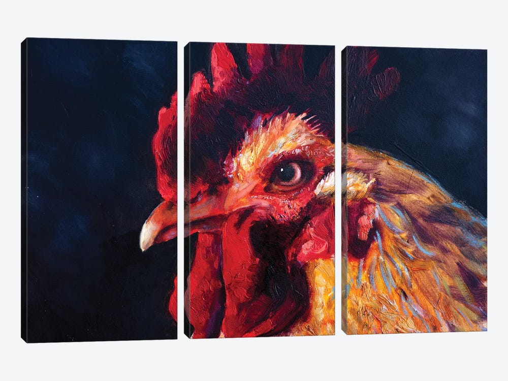Red Cock by Khanlar Asadullayev 3-piece Canvas Artwork