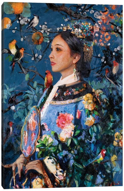 Empress Zhang Canvas Art Print - Floral Portrait Art