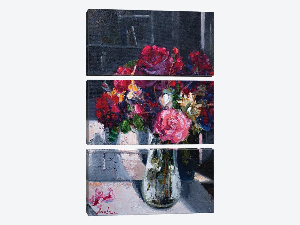 Flowers In Vase by Khanlar Asadullayev 3-piece Canvas Art