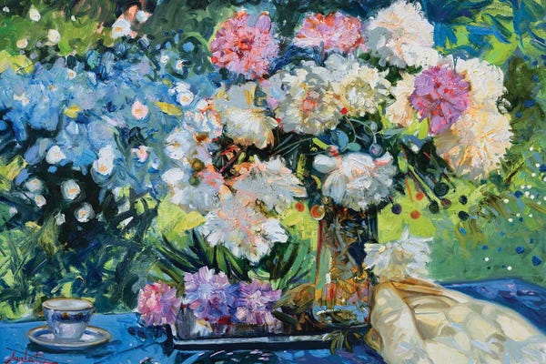 Fine Art Print: Still Life With Peonies by Khanlar Asadullayev