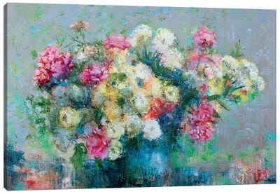 Bouquet Canvas Art Print - Current Day Impressionism Art