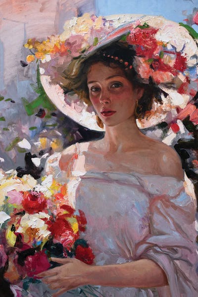 Khanlar Asadullayev: Woman With Flowers by Khanlar Asadullayev