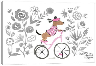 Dog On Tricycle Canvas Art Print - Dachshund Art