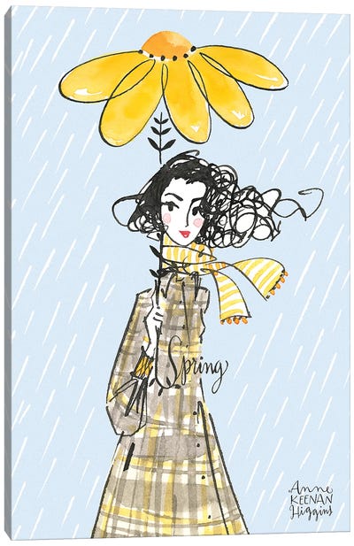 Yellow Flower Umbrella Canvas Art Print - Women's Coat & Jacket Art