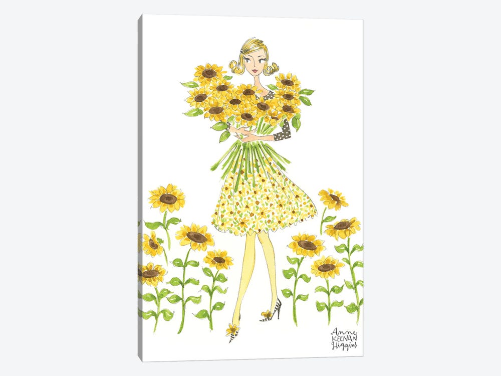 Girl Holding Sunflowers by Anne Keenan Higgins 1-piece Canvas Print