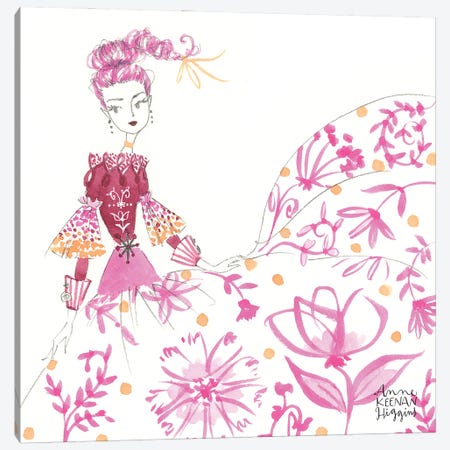 Hot Pink Floral Skirt Canvas Print #KHG38} by Anne Keenan Higgins Canvas Print