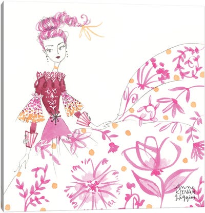 Hot Pink Floral Skirt Canvas Art Print - Anne Keenan Higgins