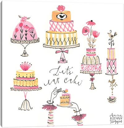 Let's Eat Cake Canvas Art Print - Minimalist Kitchen Art