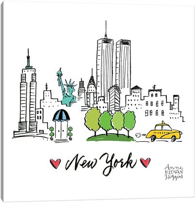 New York Full Color Canvas Art Print - New York City Skylines