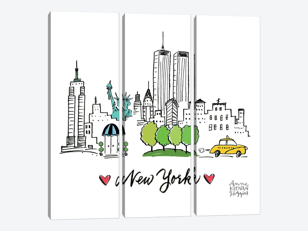 New York Full Color by Anne Keenan Higgins 3-piece Canvas Print