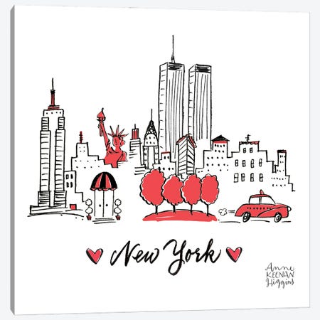 New York Black And Red Canvas Print #KHG48} by Anne Keenan Higgins Canvas Art