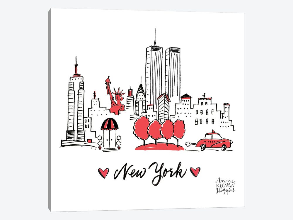 New York Black And Red by Anne Keenan Higgins 1-piece Canvas Artwork