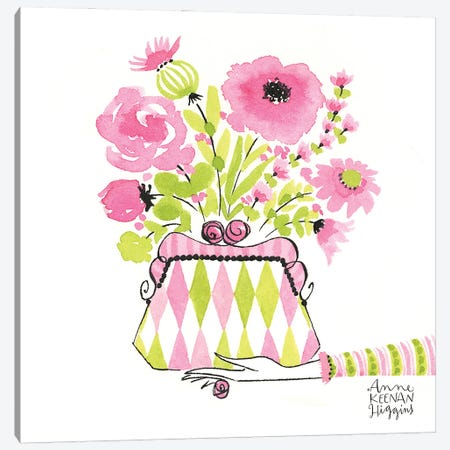 Pink And Green Purse Canvas Print #KHG55} by Anne Keenan Higgins Canvas Wall Art