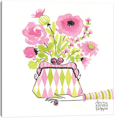 Pink And Green Purse Canvas Art Print - Anne Keenan Higgins