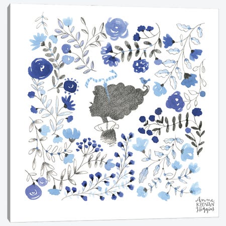 Silhouette In Blue Flowers Canvas Print #KHG62} by Anne Keenan Higgins Canvas Art