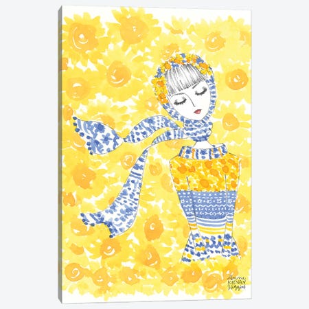 Girl In Sunflowers Canvas Print #KHG64} by Anne Keenan Higgins Canvas Print