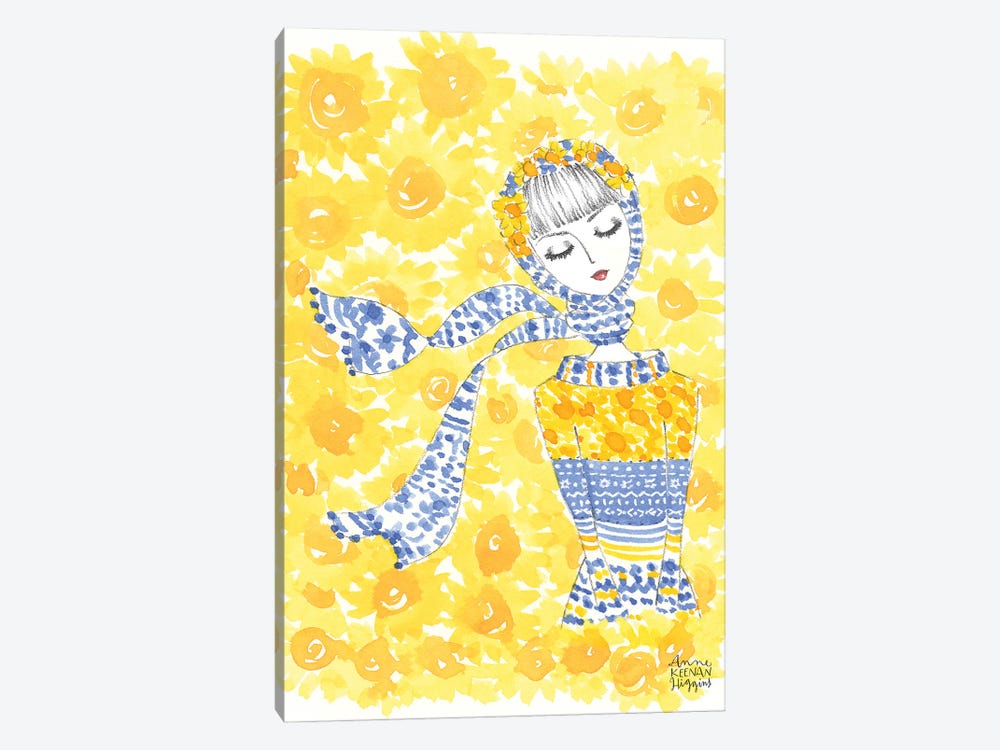 Girl In Sunflowers by Anne Keenan Higgins 1-piece Canvas Wall Art