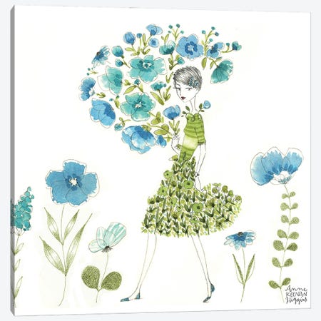 Blue Green Floral Bouquet Canvas Print #KHG68} by Anne Keenan Higgins Canvas Wall Art