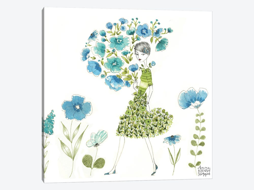 Blue Green Floral Bouquet by Anne Keenan Higgins 1-piece Canvas Artwork