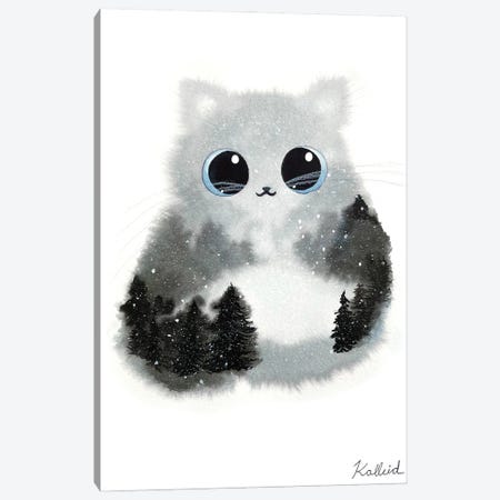 Snow Forest Cat Canvas Print #KHK100} by Kalleidoscape Design Art Print