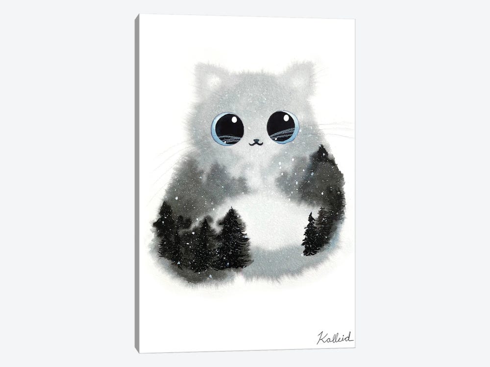 Snow Forest Cat by Kalleidoscape Design 1-piece Canvas Wall Art