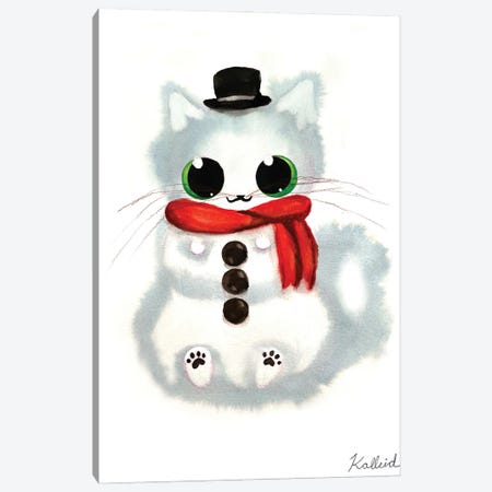 Snowman Cat Canvas Print #KHK101} by Kalleidoscape Design Art Print